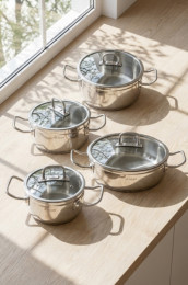 ACAR AKY-10390 KARAT 8 PARÇA ÇELİK TENCERE SET