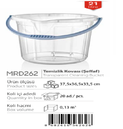 MERDEN 21LT TEMİZLİK KOVASI ŞEFFFAF